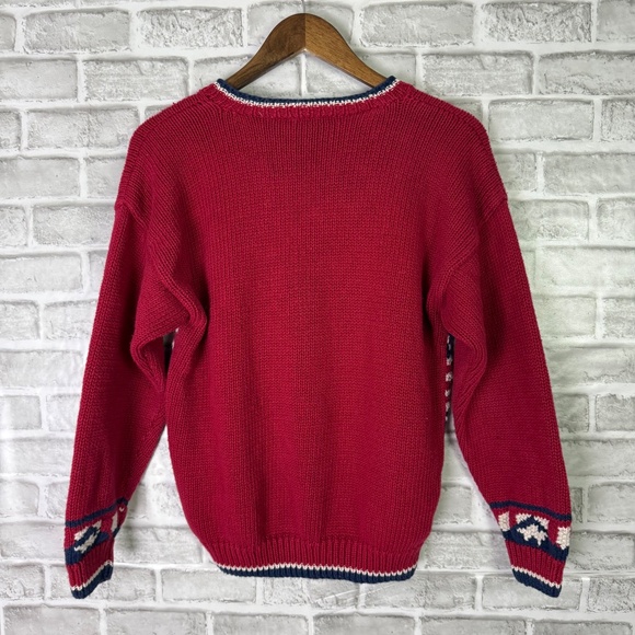 Talbots Patriotic USA Heavy Ramie Knit Crew Neck Pullover Sweater Womens Small - Picture 4 of 7